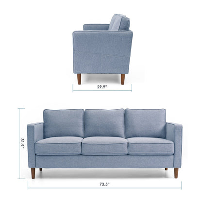 HANA Modern Linen Sofa w/ Arm Pockets by Crown Comfort