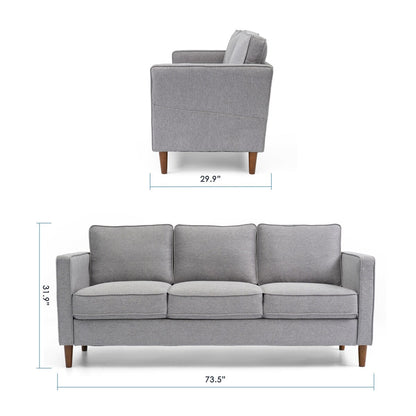 HANA Modern Linen Sofa w/ Arm Pockets by Crown Comfort