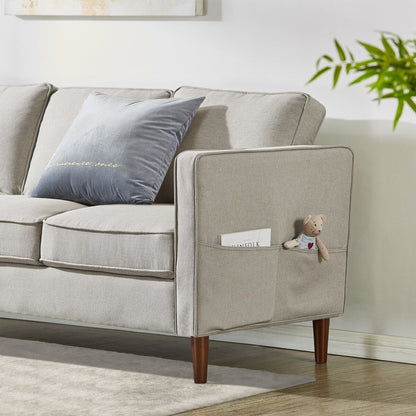 HANA Modern Linen Sofa w/ Arm Pockets by Crown Comfort