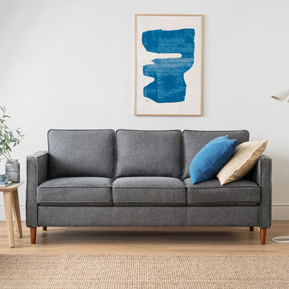 HANA Modern Linen Sofa w/ Arm Pockets by Crown Comfort