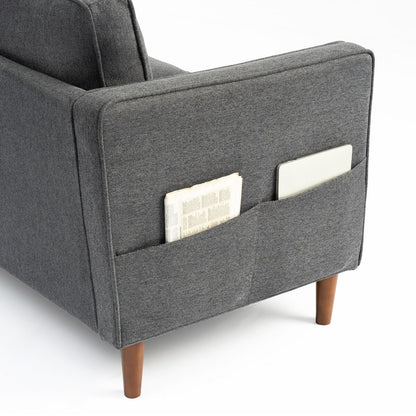 HANA Modern Linen Sofa w/ Arm Pockets by Crown Comfort