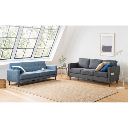 HANA Modern Linen Sofa w/ Arm Pockets by Crown Comfort