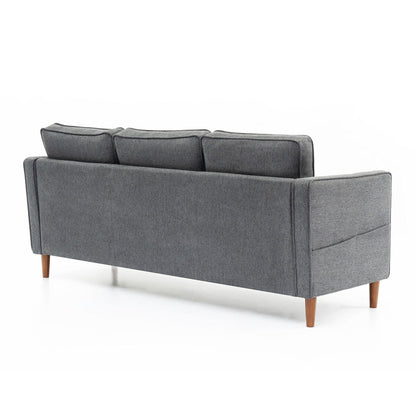 HANA Modern Linen Sofa w/ Arm Pockets by Crown Comfort