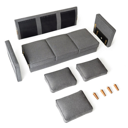 HANA Modern Linen Sofa w/ Arm Pockets by Crown Comfort