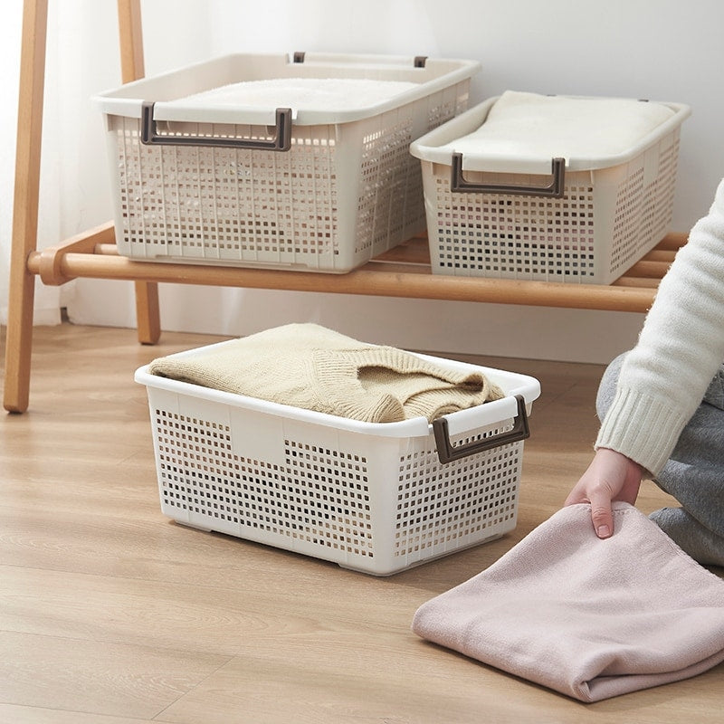 HANAMYA Stackable Storage Basket Organizer with Handle | Storage Bin, Set of 4