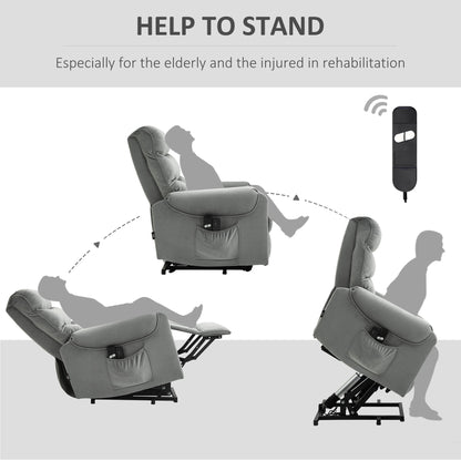 HOMCOM Electric Power Lift Recliner, Upholstered Vibration Massage Chair with Remote Control