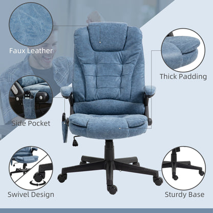 HOMCOM High Back Vibration Massage Office Chair with 6 Vibration Points, Beige