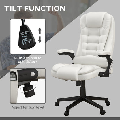 HOMCOM High Back Vibration Massage Office Chair with 6 Vibration Points, Beige
