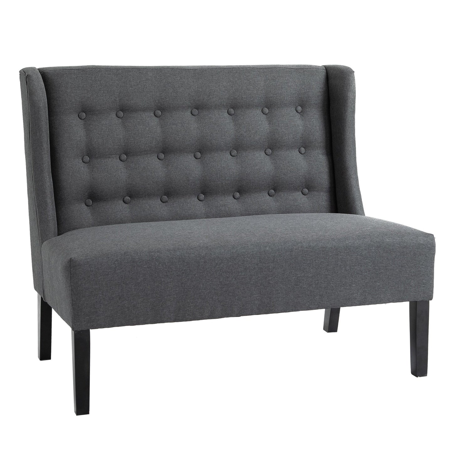 HOMCOM Linen Fabric Upholstery Double Sofa Tufted Loveseat Armless Couch Living Room Furniture with Wood Legs - 28.75*43.25*36.5
