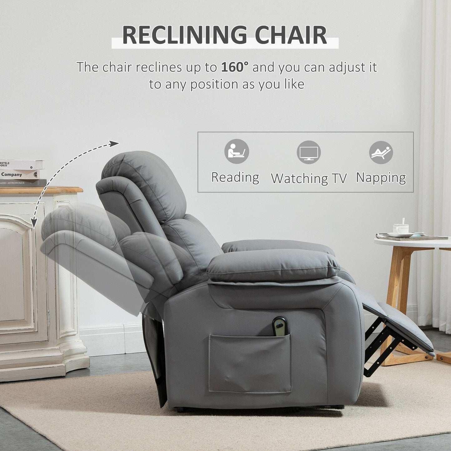 HOMCOM Living Room Power Lift Chair, PU Leather Electric Recliner Sofa Chair for Elderly with Remote Control
