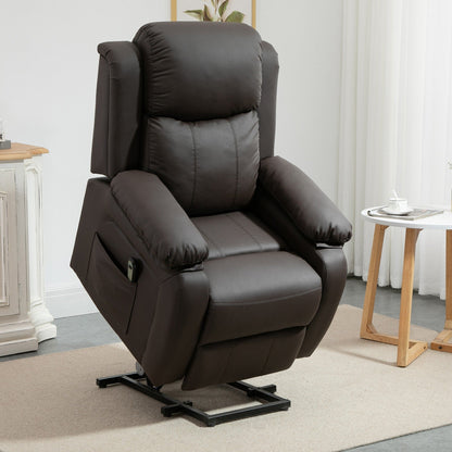 HOMCOM Living Room Power Lift Chair, PU Leather Electric Recliner Sofa Chair for Elderly with Remote Control