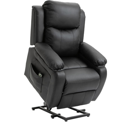 HOMCOM Living Room Power Lift Chair, PU Leather Electric Recliner Sofa Chair for Elderly with Remote Control