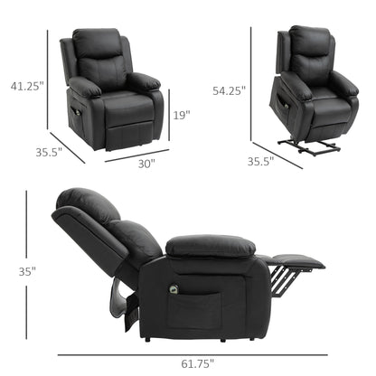 HOMCOM Living Room Power Lift Chair, PU Leather Electric Recliner Sofa Chair for Elderly with Remote Control