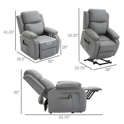 HOMCOM Living Room Power Lift Chair, PU Leather Electric Recliner Sofa Chair for Elderly with Remote Control