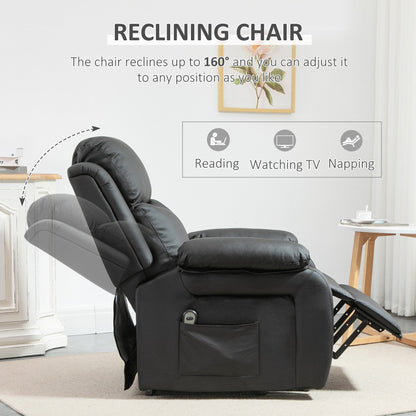 HOMCOM Living Room Power Lift Chair, PU Leather Electric Recliner Sofa Chair for Elderly with Remote Control