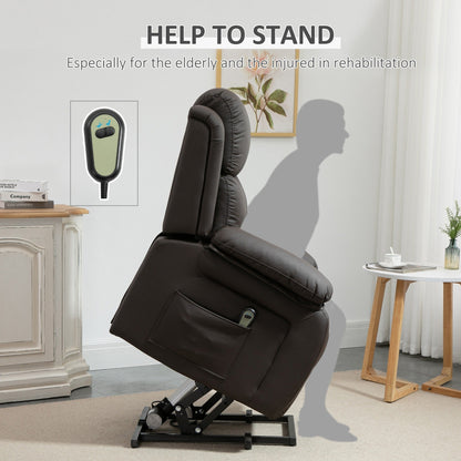 HOMCOM Living Room Power Lift Chair, PU Leather Electric Recliner Sofa Chair for Elderly with Remote Control
