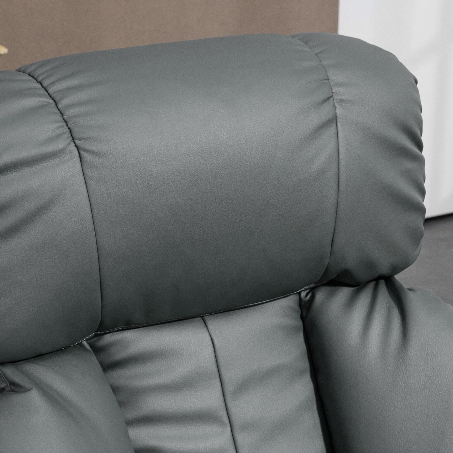 HOMCOM Massage Recliner Chair with Ottoman, 360° Swivel Recliner and Footstool, PU Leather Reclining Chair, Gray