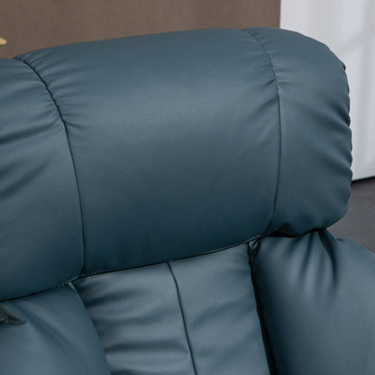 HOMCOM Massage Recliner Chair with Ottoman, 360° Swivel Recliner and Footstool, PU Leather Reclining Chair, Gray