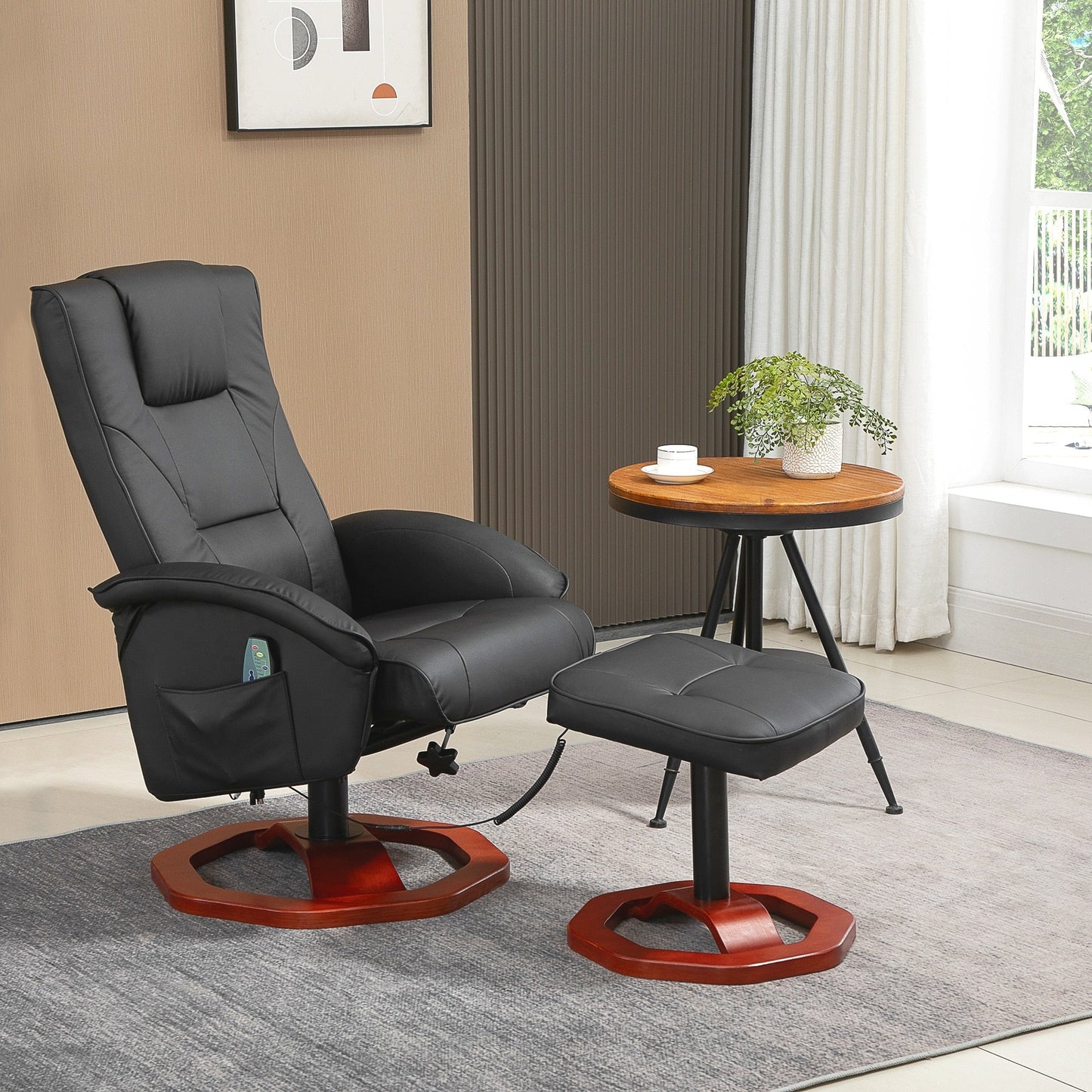 HOMCOM Massage Recliner with Ottoman, Electric Faux Leather Recliner