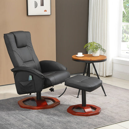 HOMCOM Massage Recliner with Ottoman, Electric Faux Leather Recliner