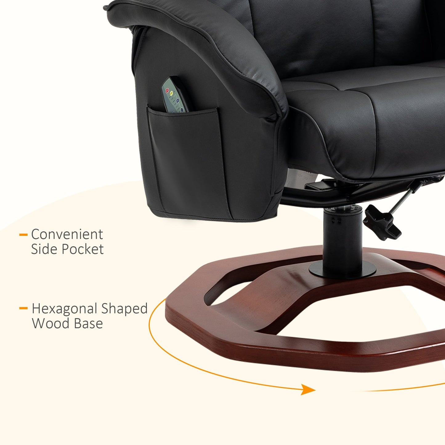 HOMCOM Massage Recliner with Ottoman, Electric Faux Leather Recliner