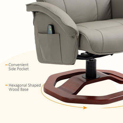 HOMCOM Massage Recliner with Ottoman, Electric Faux Leather Recliner