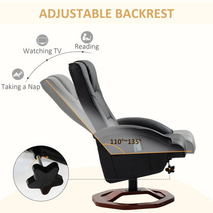 HOMCOM Massage Recliner with Ottoman, Electric Faux Leather Recliner