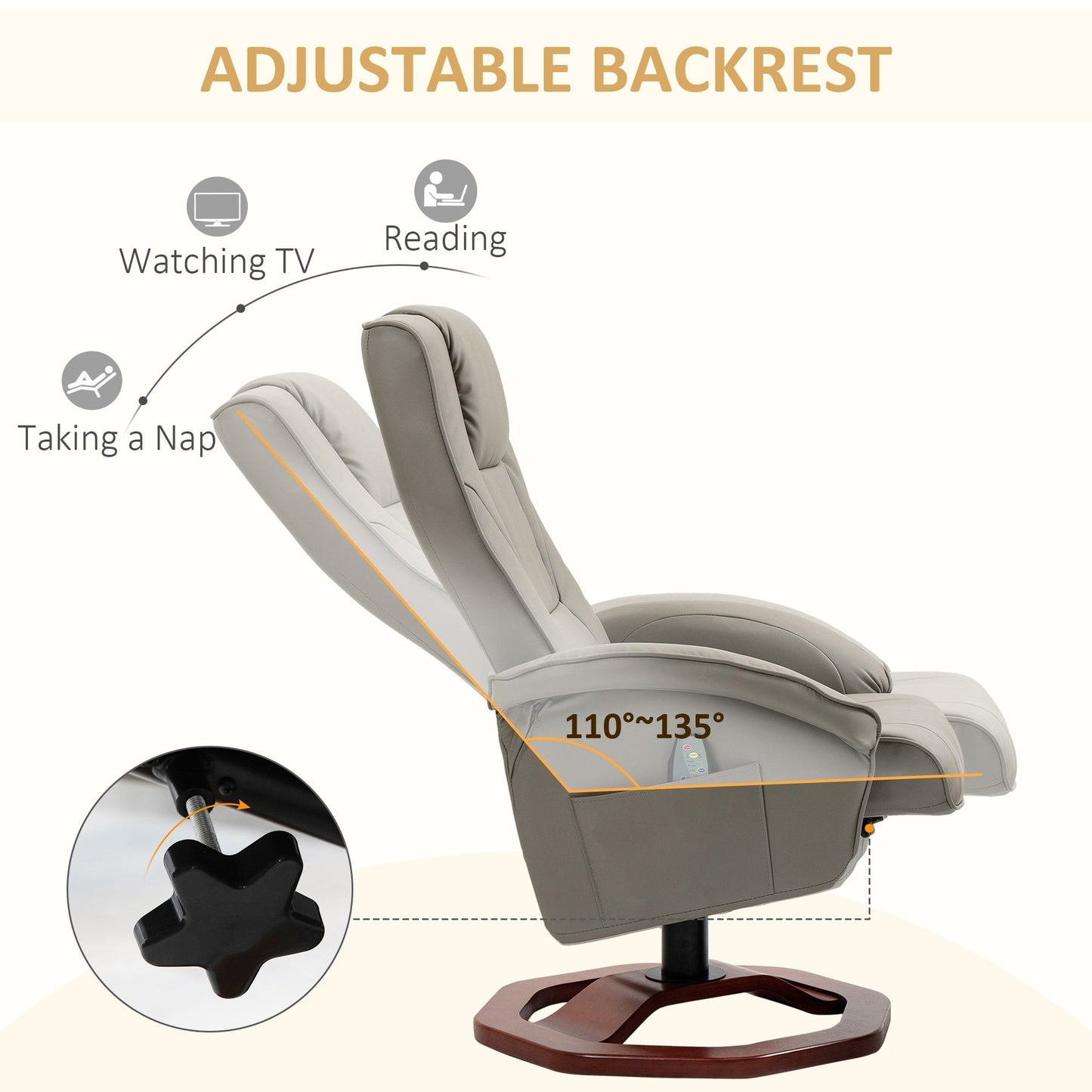 HOMCOM Massage Recliner with Ottoman, Electric Faux Leather Recliner