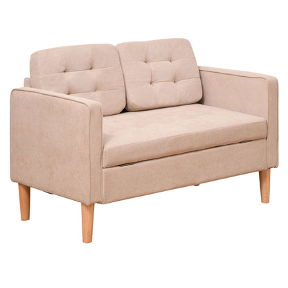 HOMCOM Modern Loveseat Button-tufted Fabric Storage Couch