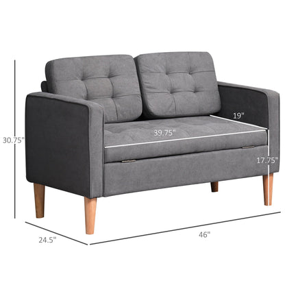 HOMCOM Modern Loveseat Button-tufted Fabric Storage Couch
