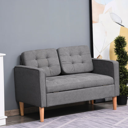 HOMCOM Modern Loveseat Button-tufted Fabric Storage Couch
