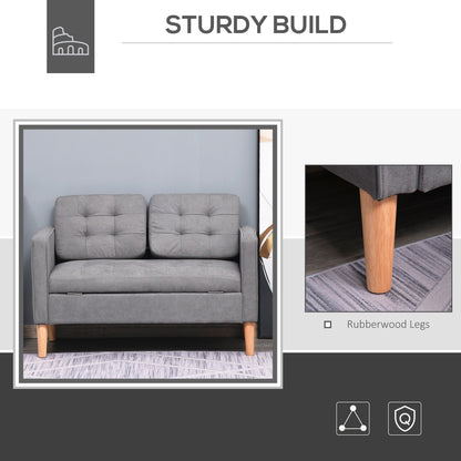 HOMCOM Modern Loveseat Button-tufted Fabric Storage Couch