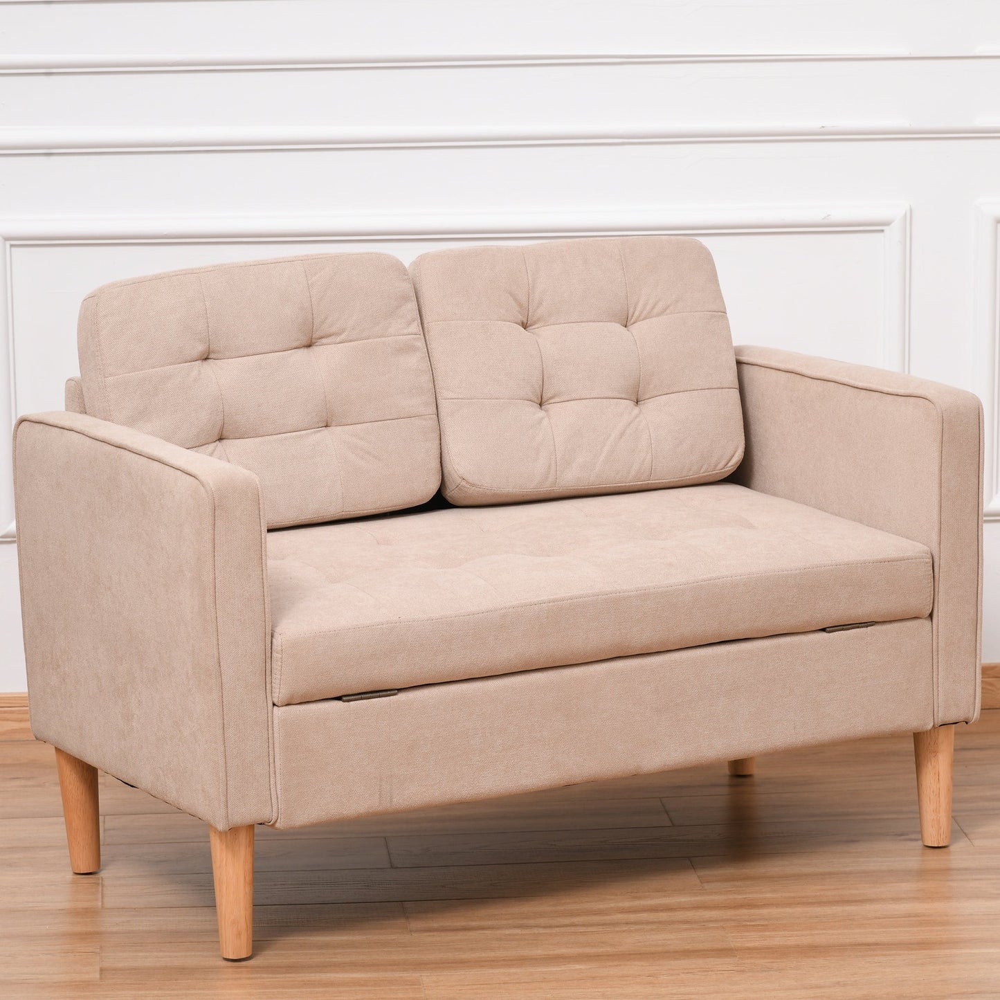 HOMCOM Modern Loveseat Button-tufted Fabric Storage Couch