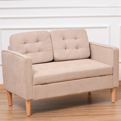 HOMCOM Modern Loveseat Button-tufted Fabric Storage Couch