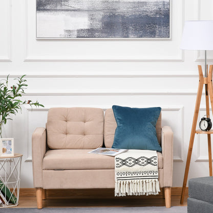 HOMCOM Modern Loveseat Button-tufted Fabric Storage Couch