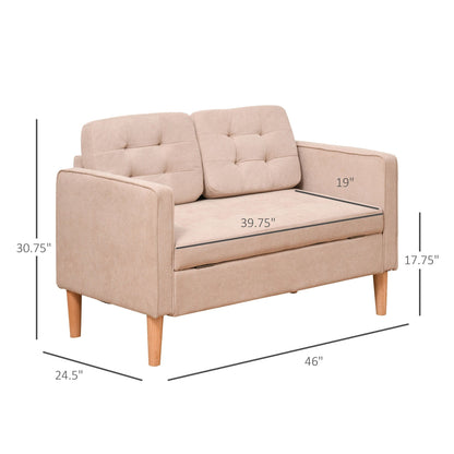 HOMCOM Modern Loveseat Button-tufted Fabric Storage Couch