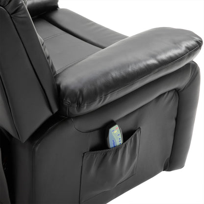 HOMCOM PU Leather Massage Recliner Chair, Swivel Rocker Sofa with Remote Control, Footrest, Padded Seat for Living Room