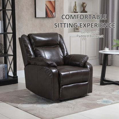 HOMCOM PU Leather Recliner Sofa Upholstered Manual Reclining Armchair with Footrest for Living Room