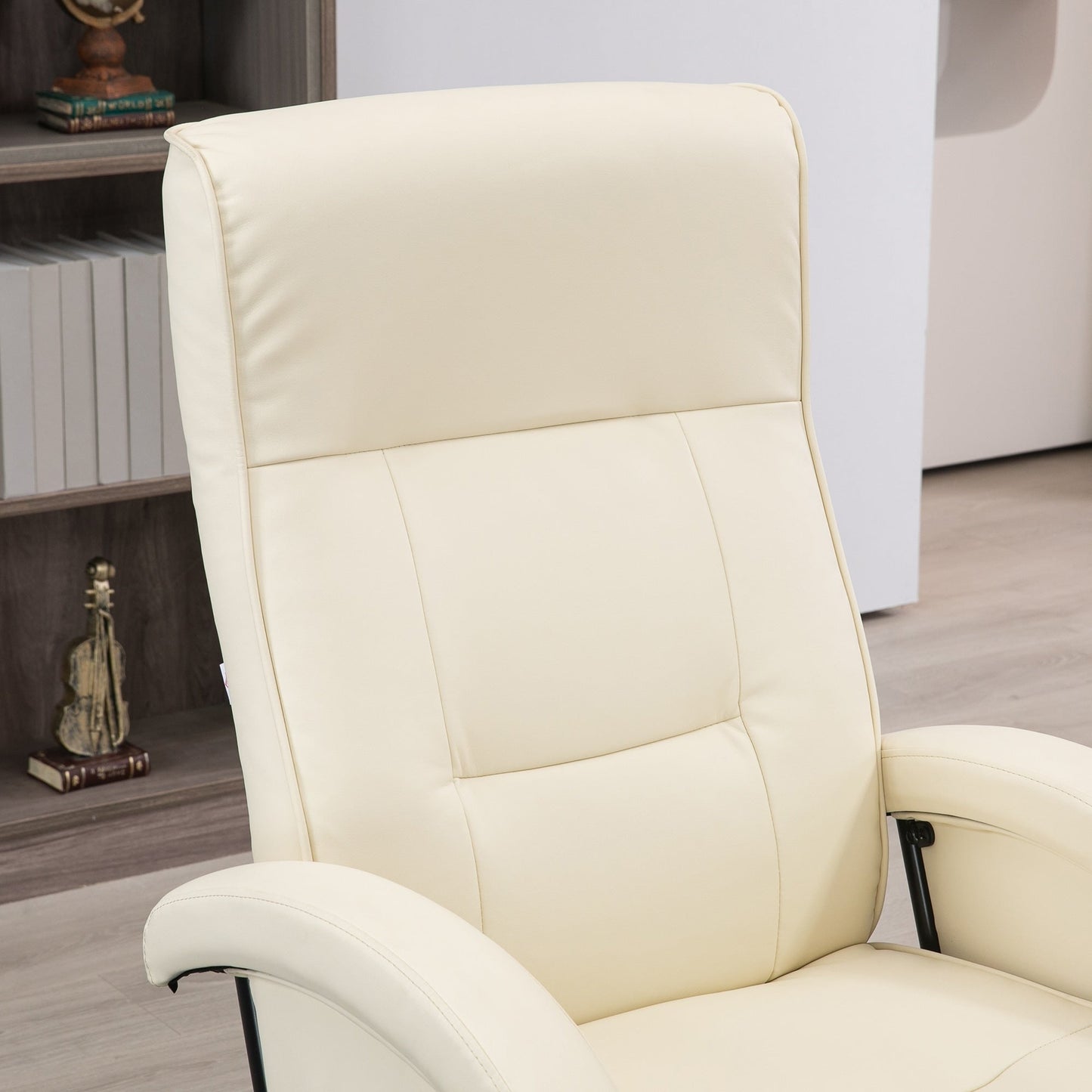HOMCOM PU Recliner with Footrest, Lounge Chair with 135° Adjustable Backrest, Swivel Wood Base