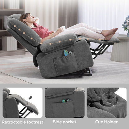 HOMCOM Power Lift Recliner Chair Sofa with Vibration Massage and Heat, Fabric Lift Chair for Elderly
