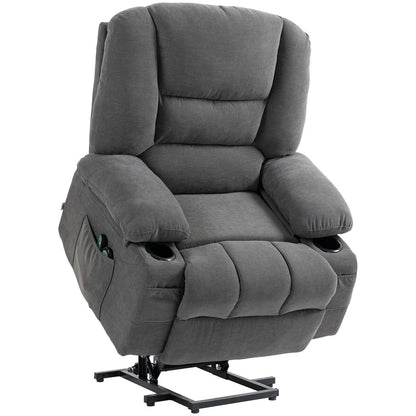HOMCOM Power Lift Recliner Chair Sofa with Vibration Massage and Heat, Fabric Lift Chair for Elderly