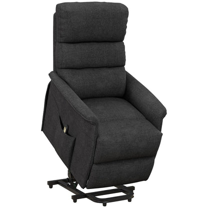 HOMCOM Power Lift Recliner Chair for Elderly, Easy Assembly, Fabric Lift Chair with Remote Control, Side Pockets for Living Room