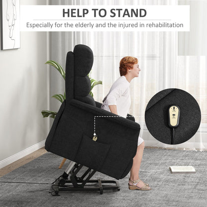 HOMCOM Power Lift Recliner Chair for Elderly, Easy Assembly, Fabric Lift Chair with Remote Control, Side Pockets for Living Room