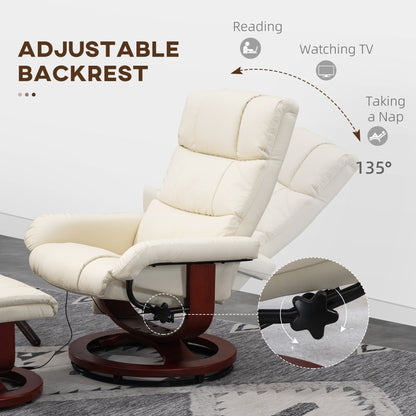 HOMCOM Recliner Chair with Ottoman, Electric Faux Leather Recliner