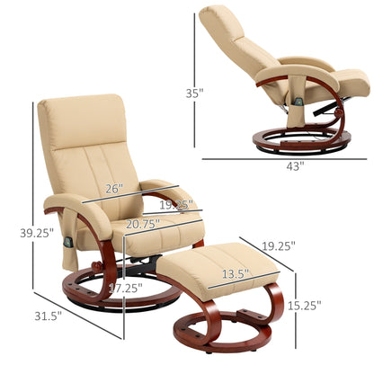 HOMCOM Recliner Chair with Ottoman, Electric Faux Leather Recliner