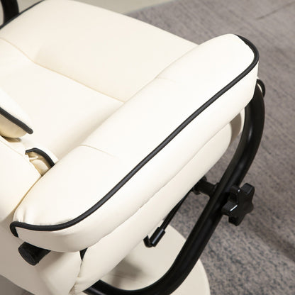 HOMCOM Recliner Chair with Ottoman, Swivel PU Leather High Back Armchair w/ Footrest Stool, 135° Adjustable Backrest