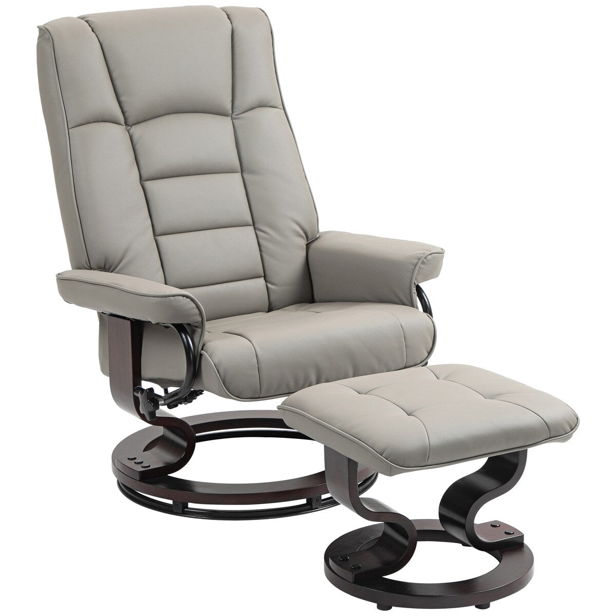 HOMCOM Swivel Recliner Chair and Ottoman, Faux Leather Reclining Chair with High Back
