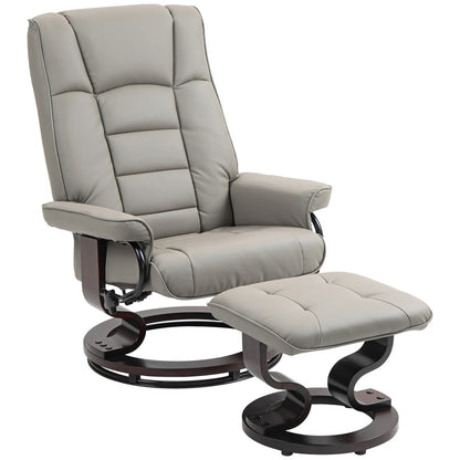 HOMCOM Swivel Recliner Chair and Ottoman, Faux Leather Reclining Chair with High Back