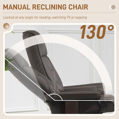 HOMCOM Swivel Recliner Chair and Ottoman, Faux Leather Reclining Chair with High Back