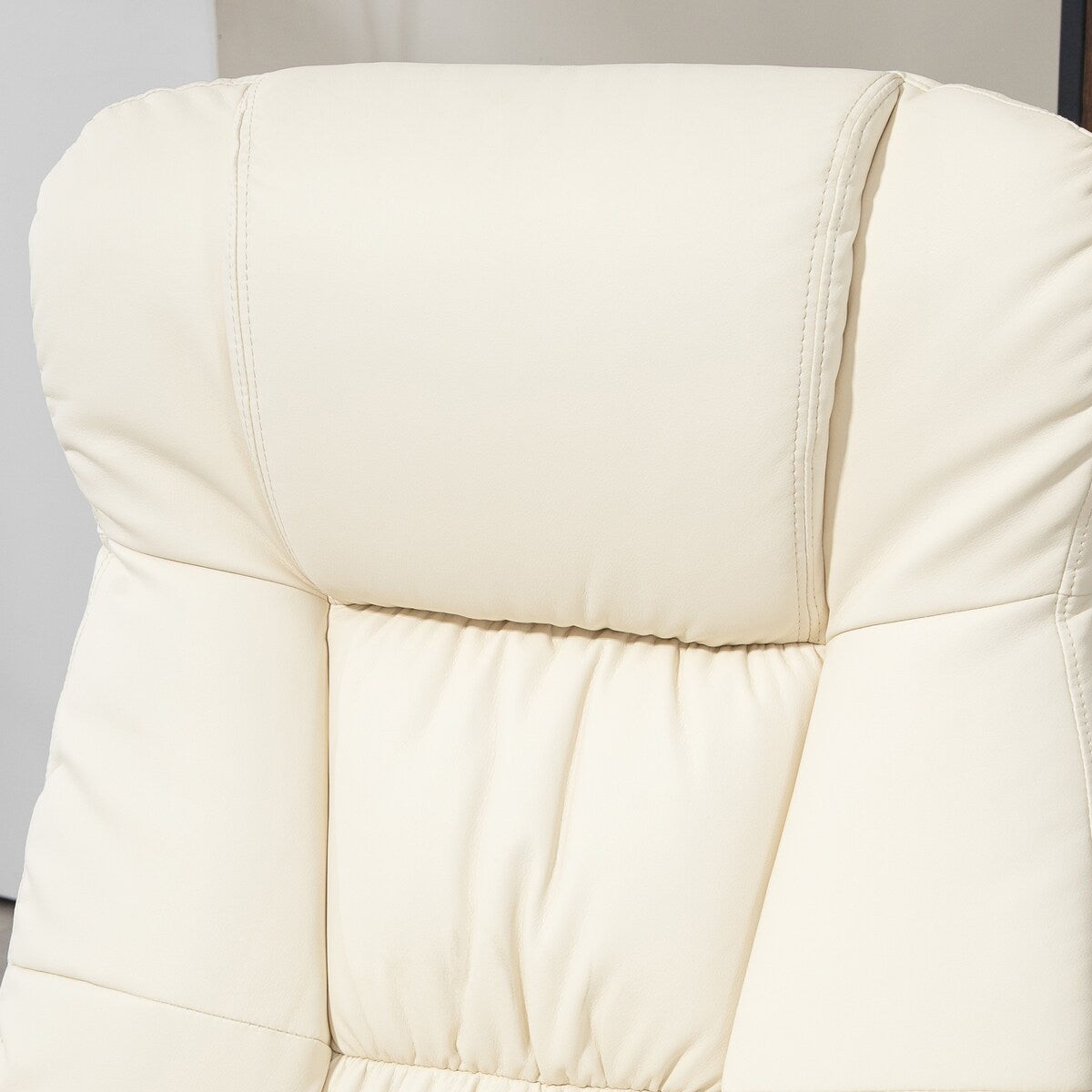 HOMCOM Swivel Recliner with Ottoman, PU Leather and Footrest with Wrapped Base, Cream White